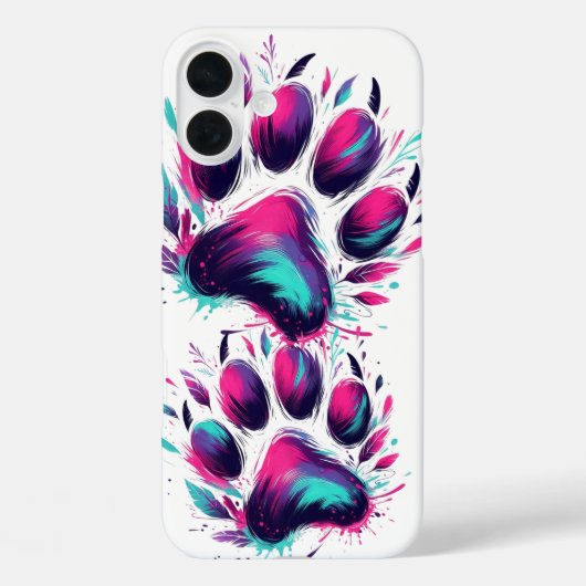 TURKOIS EN HEET ROZE HONDEPOOTAFDRUKKEN Case-Mate iPhone CASE (Achterkant)