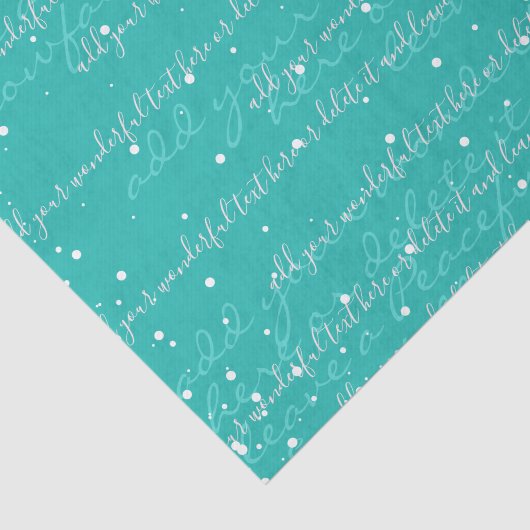 Turkoois | Aangepaste scripttekst Elegante kerst Tissuepapier (Detail)
