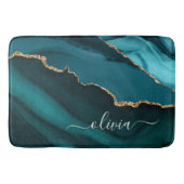 Turkoois Aqua Blauw Groen Agaat Geode Gouden Monog Badmat (Voorkant)