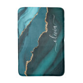 Turkoois Aqua Blauw Groen Agate Geode Gouden Monog Badmat (Voorkant Verticaal)