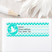 Turkoois, Aqua Color Chevron; Kikker Etiket (Insitu)