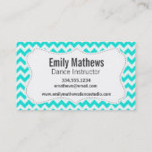 Turkoois, Aqua Color Chevron; Kikker Visitekaartje (Achterkant)