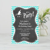 Turkoois, Aqua Color Chevron; Sneeuwski Kaart (Staand voorkant)