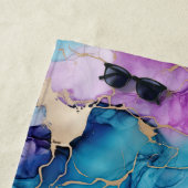 Turkoois Aqua Paars Goud Marmer Strandlaken (In situ)