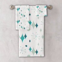 Turkoois, Aqua stervlinderg patroon in mid-century