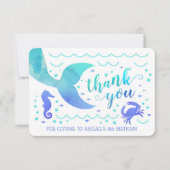 Turkoois Aquarel Onder de Zee Zeemeermin Dank Je Kaart (Voorkant)