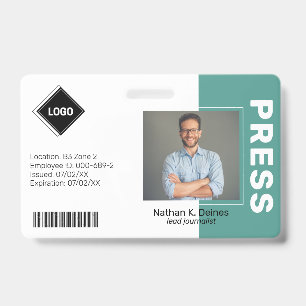 Turkoois Bedrijfsbeveiliging van foto-ID's voor Badge