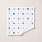 Turkoois, beige en witte stippen bad handdoek (Wasdoekje)