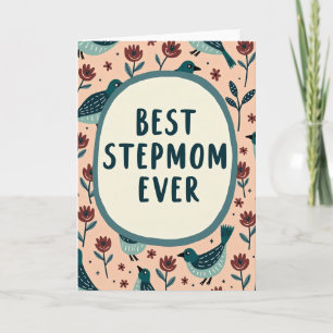 Turkoois Beste Stiefmoeder Bloemenkaart Kaart
