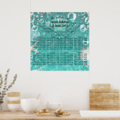 Turkoois Betoverde Zee Stervis Bubbel Tafelzitplaa Poster (Keuken)