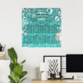 Turkoois Betoverde Zee Stervis Bubbel Tafelzitplaa Poster (Thuiskantoor)