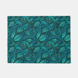 turkoois bewerkt leder deurmat