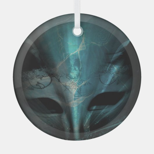 Turkoois Blauw Abstract Kunst Ornament (Voorkant)