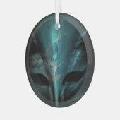 Turkoois Blauw Abstract Kunst Ornament (Voorkant links)