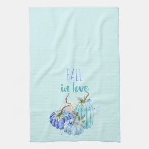 Turkoois Blauw Aqua Taupe Pompoen Herfst Theedoek