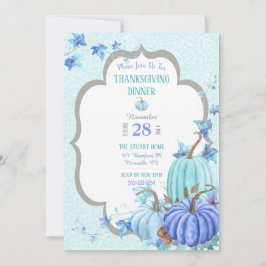 Turkoois Blauw Aqua Taupe Pompoen Thanksgiving Kaart
