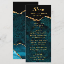 Turkoois Blauw en Goud Agaat Huwelijksmenu Menu