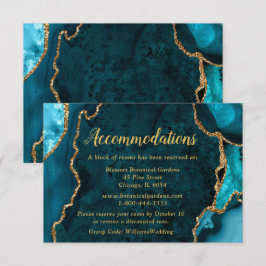 Turkoois Blauw en Goud Agaat Trouwaccommodaties Informatiekaartje