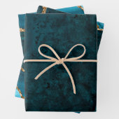 Turkoois Blauw en Gouden Nep Glitter Agaat Inpakpapier Vel (In situ)