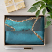 Turkoois Blauw en Gouden Nep Glitter Agaat Tissuepapier (Geschenk)