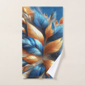 Turkoois Blauw en Koper Bladeren Abstrac Handdoek (Handdoek)