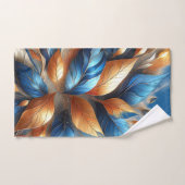 Turkoois Blauw en Koper Bladeren Abstrac Handdoek (Handdoek)