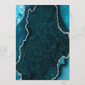 Turkoois Blauw en Zilveren Agate Trouwmenu Menu (Achterkant)