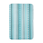 Turkoois Blauw Geometrisch Streeppatroon Badmat (Voorkant Verticaal)