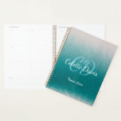 Turkoois Blauw Glitter Aqua Groen Aangepaste Naam Planner (Display)