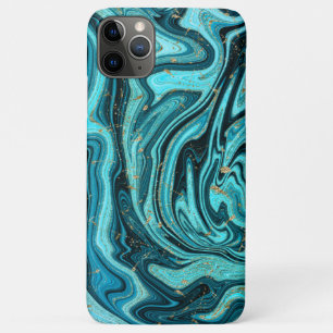 Turkoois Blauw & Goud Chic Spiraal Modern Abstract Case-Mate iPhone Case