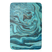 Turkoois Blauw & Goud Chic Swirl Modern Abstract Badmat (Voorkant Verticaal)