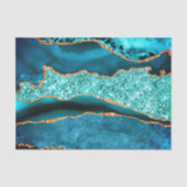 Turkoois Blauw Goud Glitter Tissuepapier (Voorkant)