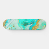 Turkoois Blauw Goud Marmer Geode Alcohol Inkt Persoonlijk Skateboard (Horizontaal)