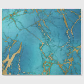 Turkoois Blauw Goud Metallic Marmer Steen Cadeaupapier (Vlak)