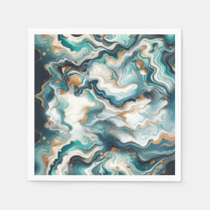 Turkoois Blauw Goud Witte Moderne Marmeren Agaat H Servet