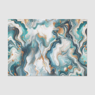 Turkoois Blauw Goud Witte Moderne Marmeren Agaat H Tissuepapier