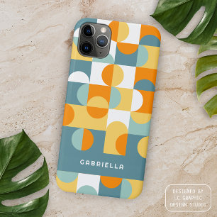 Turkoois Blauw Groen Oranje Midcentury Cirkels Pat iPhone 15 Pro Max Hoesje