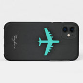 Turkoois; blauw groen vliegtuig Case-Mate iPhone case (Achterkant (horizontaal))
