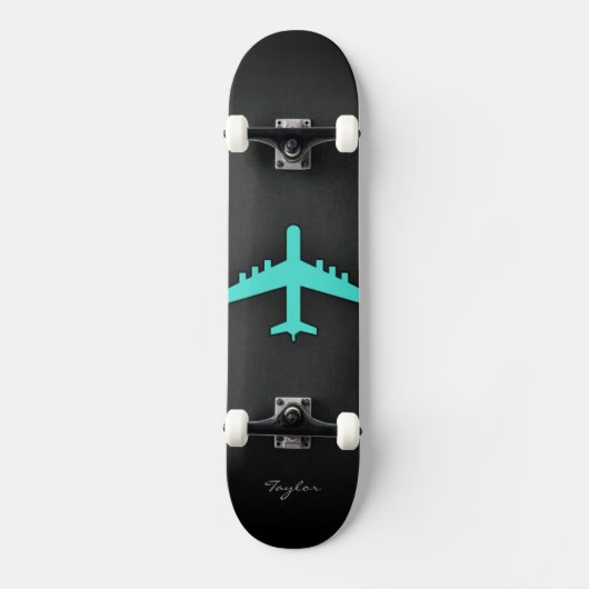 Turkoois; blauw groen vliegtuig skateboard (Voorkant)