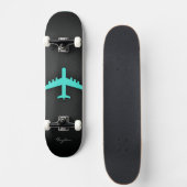 Turkoois; blauw groen vliegtuig skateboard (Voorkant)