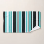 Turkoois Blauw Groen Zwart & Witte Strepen Bad Handdoek (Handdoek)