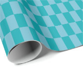 Turkoois Blauw Modern Geblokt Raster Cadeaupapier (Rol Hoek)