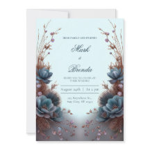 Turkoois Blauw Moderne Symmetrische Botanische Bru