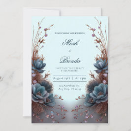 Turkoois Blauw Moderne Symmetrische Botanische Bru Kaart