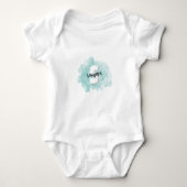 Turkoois Blauw Monogram Baby Jongen Romper (Voorkant)