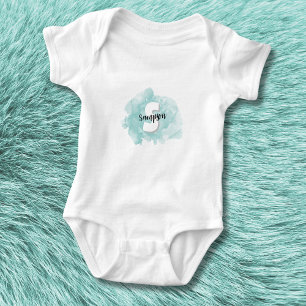 Turkoois Blauw Monogram Baby Jongen Romper