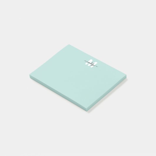 Turkoois Blauw Monogram Post-it® Notes (Schuin)
