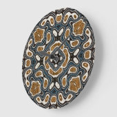 Turkoois Blauw Oker Bruin Hip Boheemse Bali Kunst Grote Klok (Hoek)