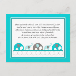 Turkoois blauw Olifanten Invoegen Boek Baby shower Uitnodiging Briefkaart