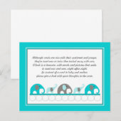 Turkoois blauw Olifanten Invoegen Boek Baby shower Uitnodiging Briefkaart (Voorkant / Achterkant)